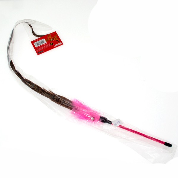 Дразнилка ручка розовая 17см+перо фазана 50см