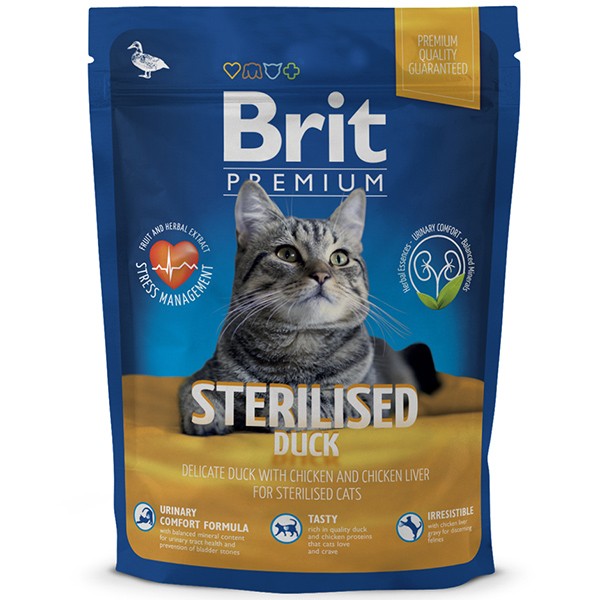 BRIT Premium Cat д/кошек стерилизован. 800 г утка/курица/кур.печень