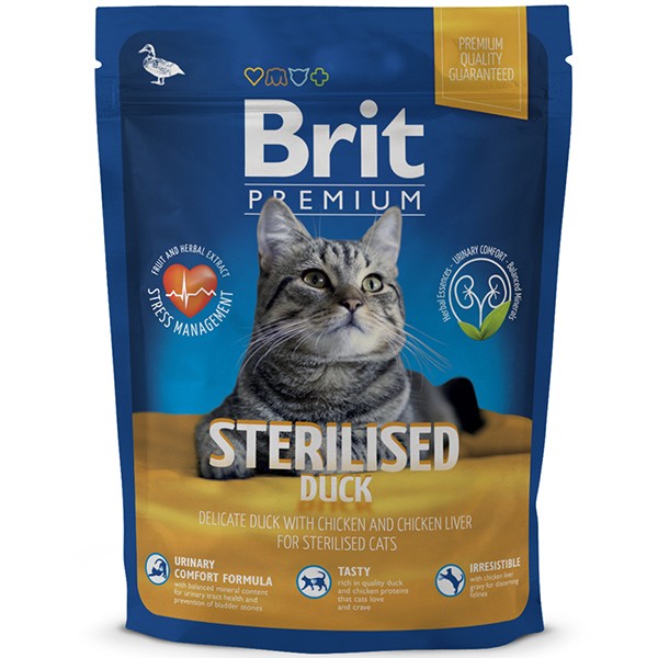 BRIT Premium Cat д/кошек стерилизован. 1,5 кг утка/курица/кур.печень