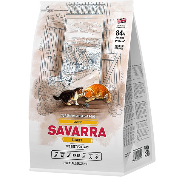SAVARRA д/кошек крупных пород 300г индейка/рис